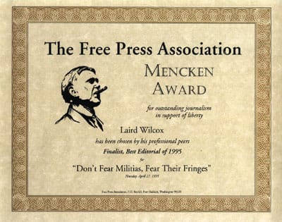 Mencken Award received by Laird Wilcox